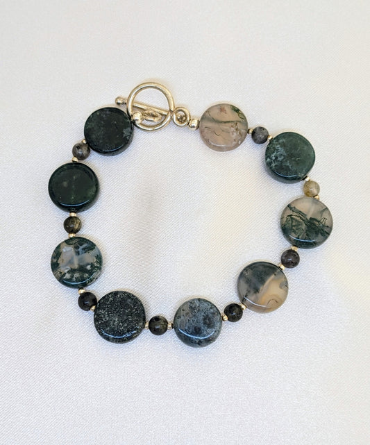 BRACELET LABRADORITE ET AGATE MOUSSE
