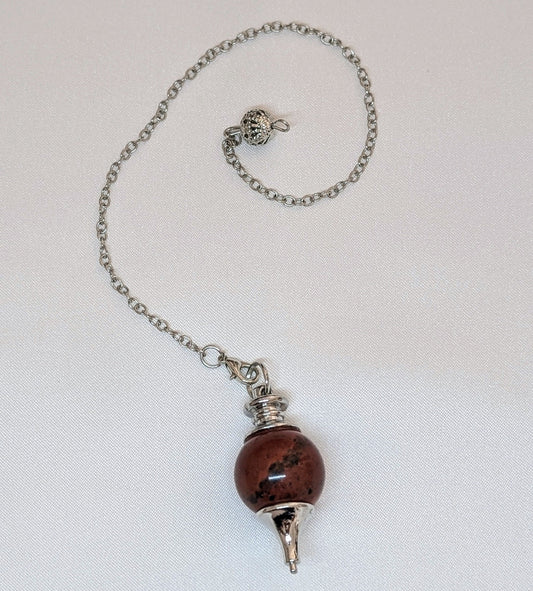 Pendule en pierre naturelle jaspe rouge, fait main, idéal pour la radiesthésie, les pratiques spirituelles et la divination, outil énergétique raffiné.