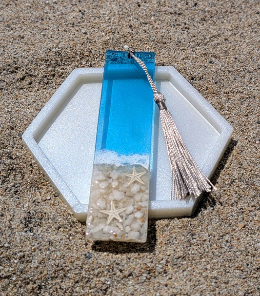Marque-page en résine océan coquillage