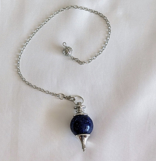 Pendule en pierre naturelle lapis-lazuli, fait main, idéal pour la radiesthésie, les pratiques spirituelles et la divination, outil énergétique raffiné.