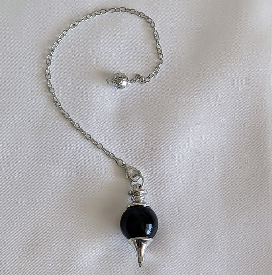 Pendule en pierre naturelle obsidienne noire, fait main, idéal pour la radiesthésie, les pratiques spirituelles et la divination, outil énergétique raffiné.