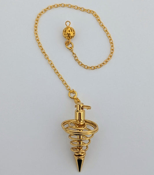 Pendule en spirale doré, fait main, idéal pour la radiesthésie, les pratiques spirituelles et la divination, outil énergétique raffiné.