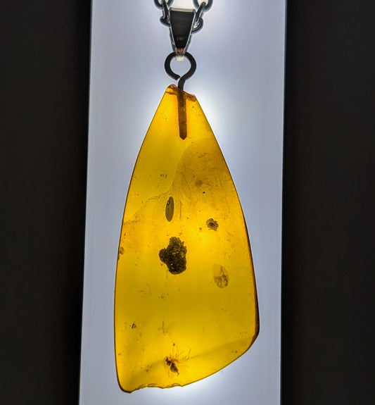 Collier fait main en ambre baltique naturel, pierre de couleur miel montée sur chaîne en acier inoxydable hypoallergénique, bijou artisanal pour femme, style bohème et lithothérapie