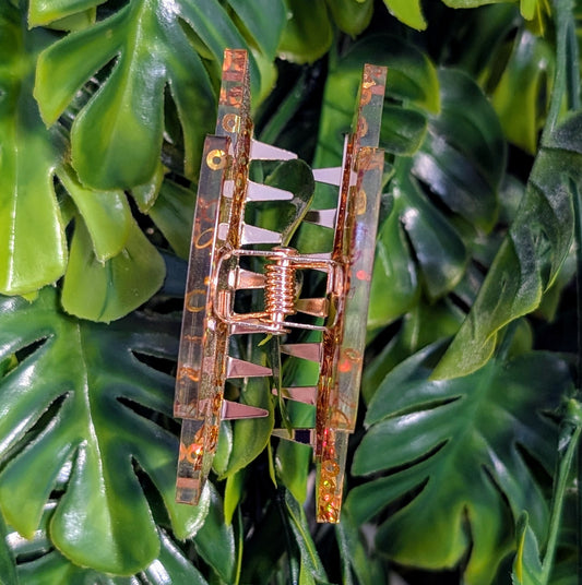 Pince à cheveux de 7 cm faite main en résine pailletée, accessoire tendance pour femme, tenue parfaite, idéale pour toutes coiffures.