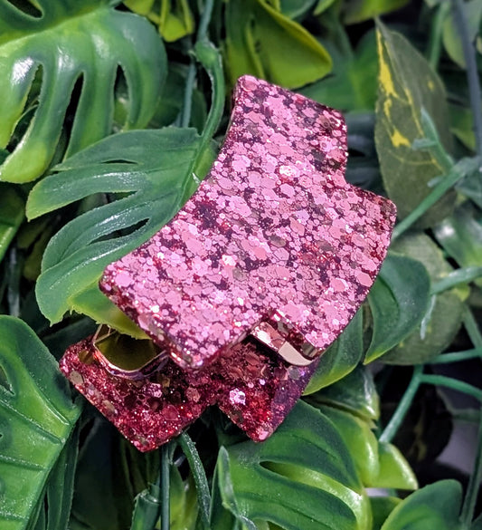 Pince à cheveux de 7 cm faite main en résine pailletée, accessoire tendance pour femme, tenue parfaite, idéale pour toutes coiffures.