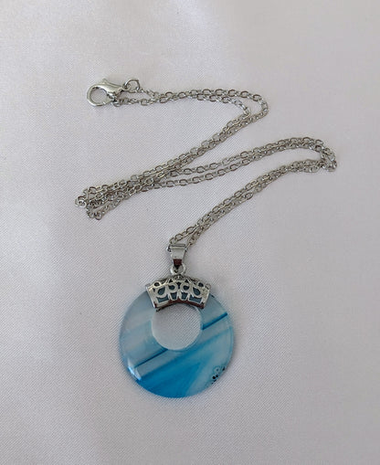 Collier Agate Bleu