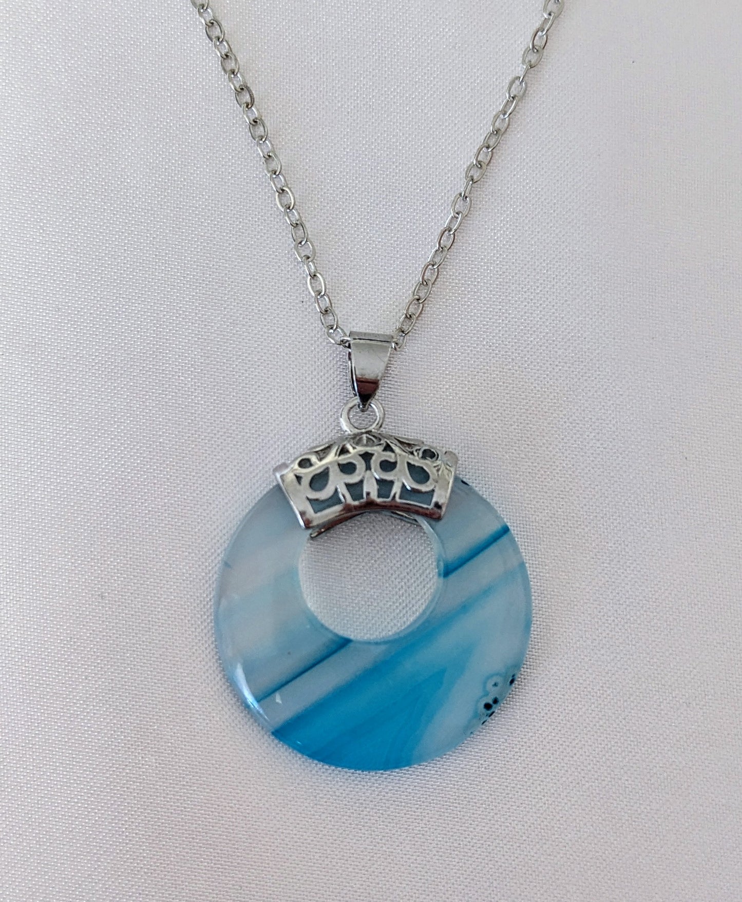 Collier Agate Bleu