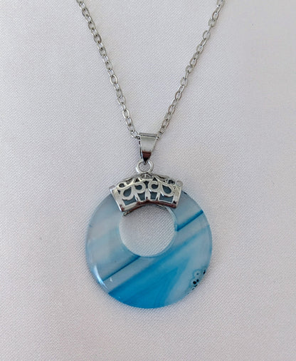 Collier Agate Bleu