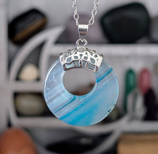 Collier Agate Bleu