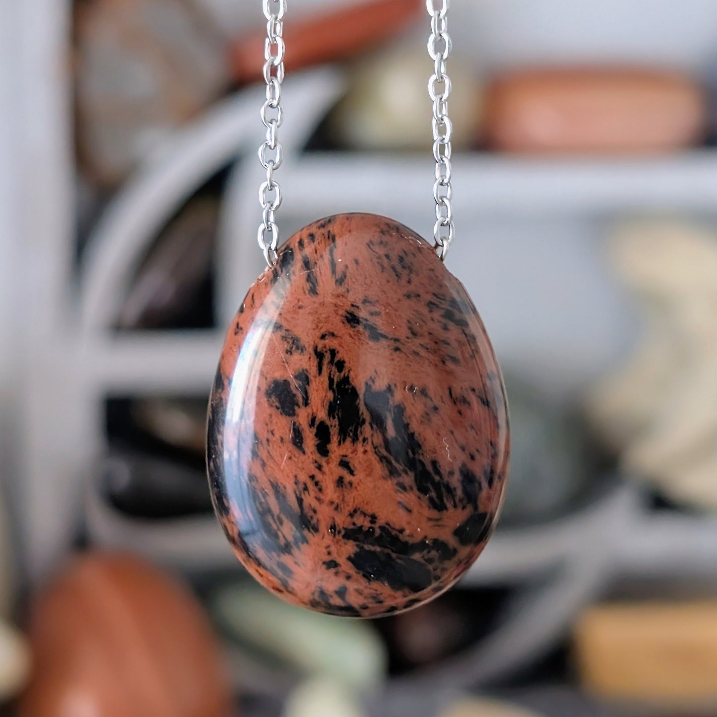 COLLIER OBSIDIENNE ACAJOU